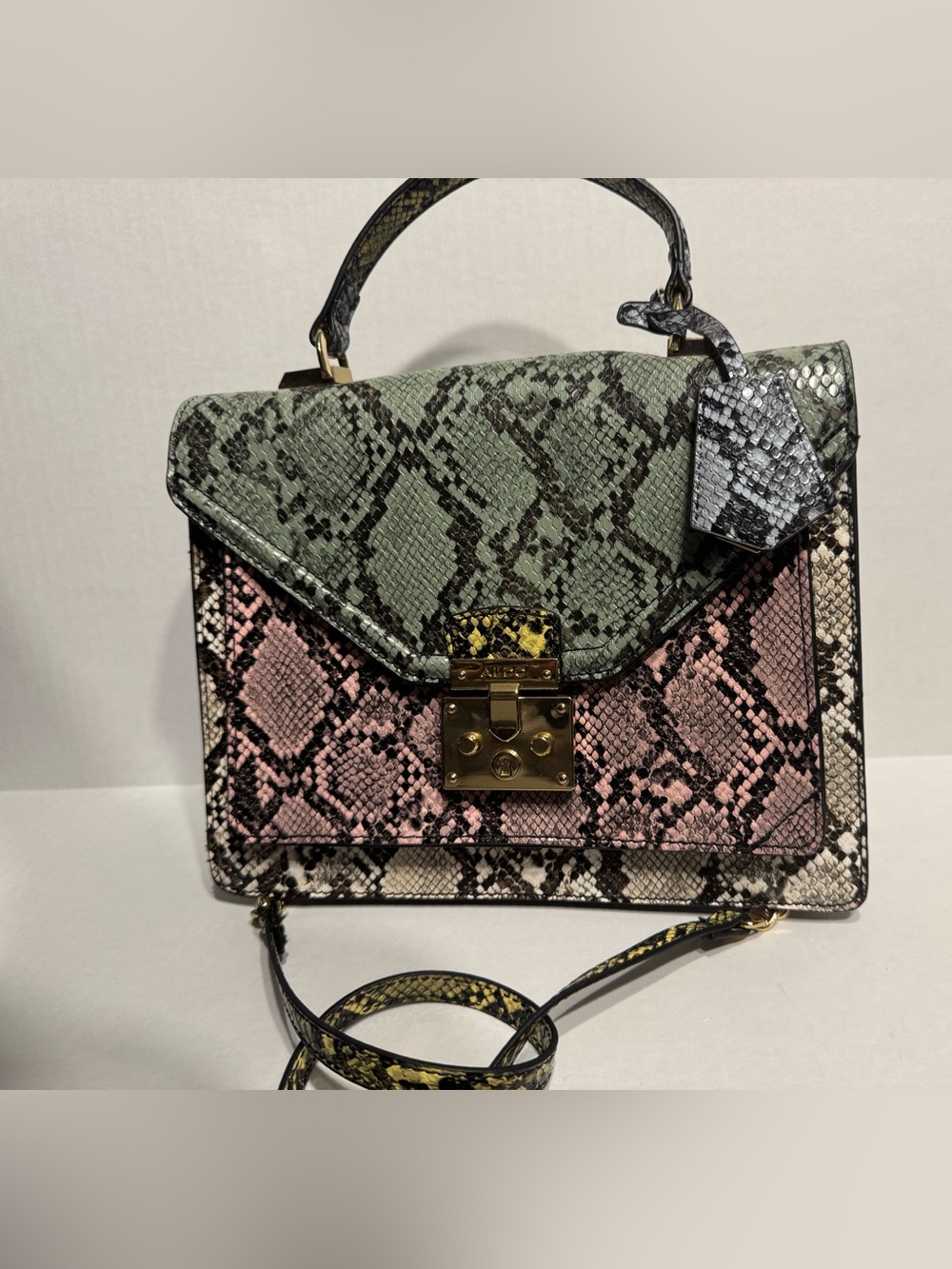 Aldo Multicolor Snake-Embossed Top Handle Satchel